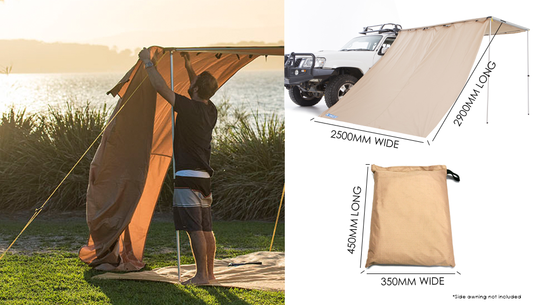 Adventure Kings Awning Side Wall Waterproof Fits 2x2.5m, 2.5x2.5m